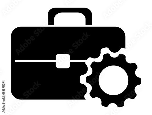 Simple vector illustration of a suitcase briefcase with tools designed as a business and travel icon