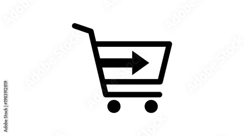 Black shopping cart icon symbol.