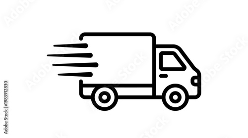 Delivery truck in motion fast speed.