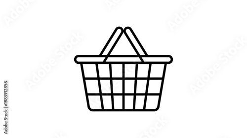 Shopping Basket Icon Line Art.