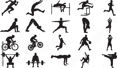 A montage of diverse sport silhouettes in action, offering a dynamic array of movement, energy, and athleticism.