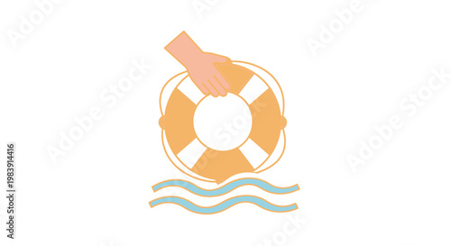 Lifebuoy Floating on Water Surface.