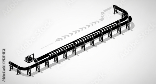 Long industrial conveyor belt production line system.