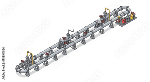 Long industrial extrusion and conveyor production machine line.