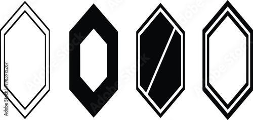 Four black and white diamond shapes in a row