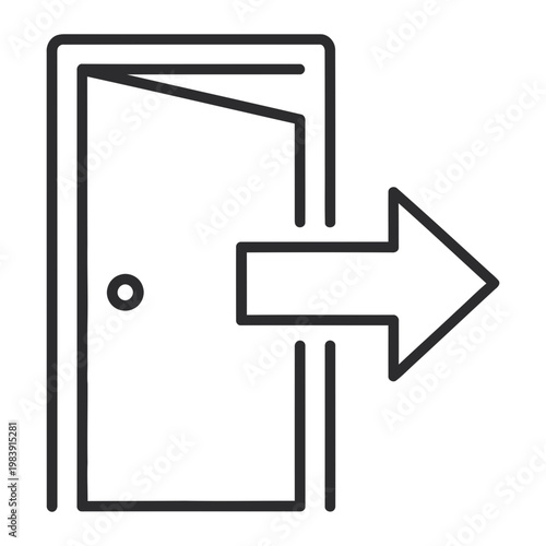 Door opening outward with arrow icon direction entrance minimalist movement