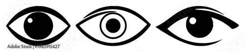 Eye set with solid black icon scanning vision design featuring computer vision, eye, scanning with iconography and illustration