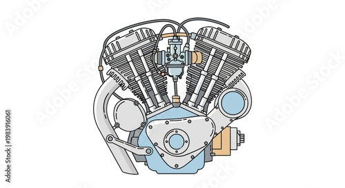 Detailed view of car engine.