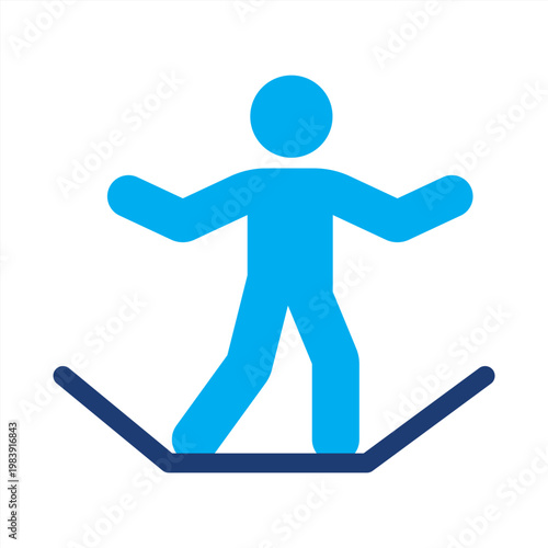 Balance icon. Skill agility icon. Icon symbol for balance, stability, equilibrium, control, focus, harmony, coordination, skill, tightrope, poise. Vector illustration.