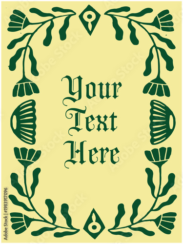 folk illustration ornate artwork insect flower leaves leaf border poster prints