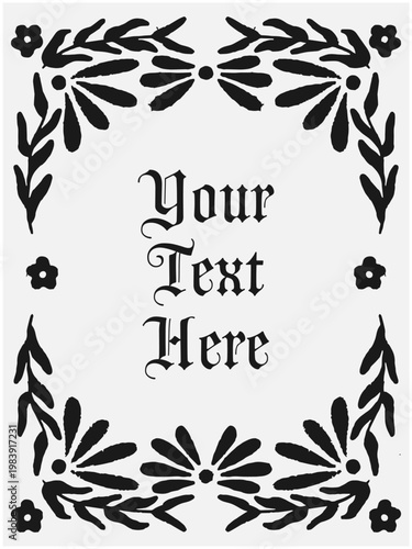 folk illustration ornate artwork insect flower leaves leaf border poster prints