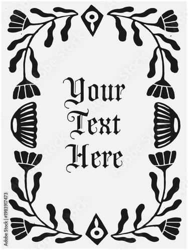 folk illustration ornate artwork insect flower leaves leaf border poster prints