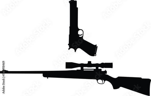 Foto Gun silhouette vector, handgun icon design, rifle illustration artwork, firearm
