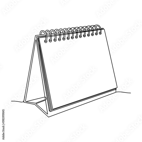 blank desk calendar with wire binding on a white background minimalist design