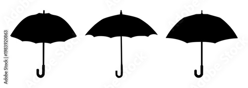 Insurance umbrella set with solid black icon, white background featuring protection, insurance, safety with logo and branding