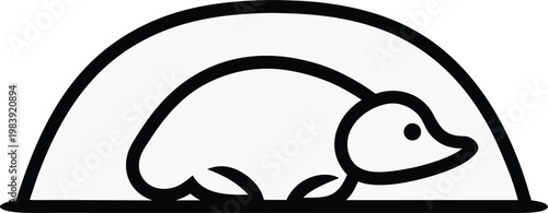 mole small mammal with shovel like paws underground line art vector illustration on transparent background