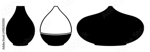 Aromatherapy oil diffuser set with solid black icon on white background featuring aromatherapy, oil, diffuser with wellness and relaxation