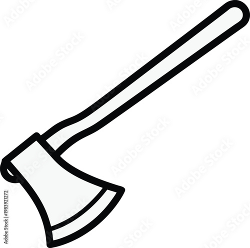 hoe flat or stirrup blade perpendicular handle line art vector illustration on transparent background