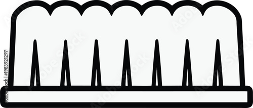 hedge row of connected shrubs trimmed flat top line art vector illustration on transparent background