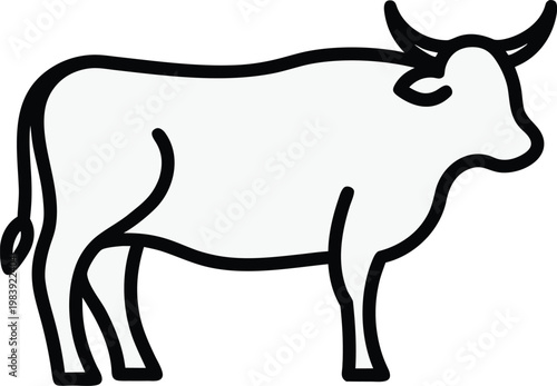 cow spotted or plain udder and horns optional line art vector illustration on transparent background