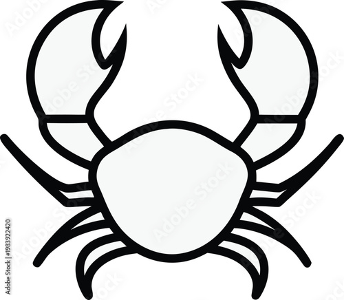 crab sideways stance with claws segmented body line art vector illustration on transparent background