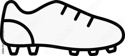 cleats athletic shoe with stud sole side profile line art vector illustration on transparent background