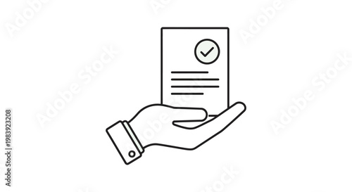 hand holding a verified document or official contract illustrating successful agreement approval and certified paperwork.