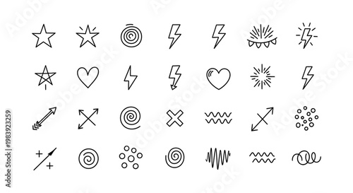 collection of hand-drawn icons and symbols vector graphics
