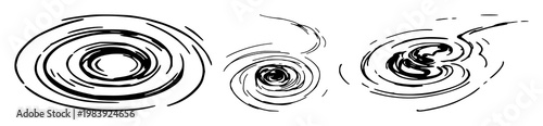 River fork set with sketchy water ripples featuring river, water, river fork with sketchy line art and white background illustration