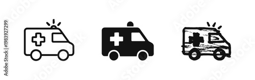 Ambulance Vehicle Icons - Emergency Medical Transport Symbols