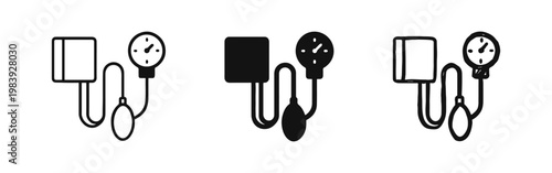 Blood Pressure Monitor Icons - Cardiovascular Health Checkup Symbols