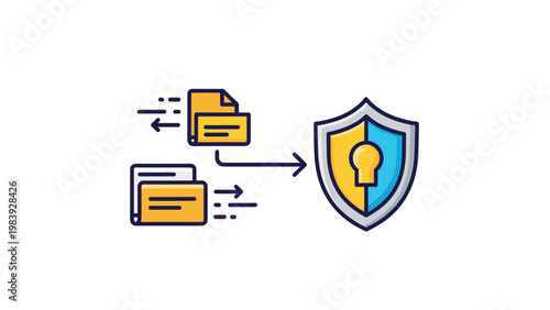 Digital security system demonstrates the encryption and protection of data files being transferred to a secure vault.
