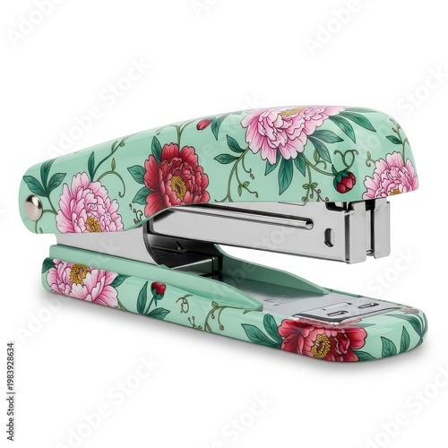 Decorative floral-patterned mini stapler for office or craft use