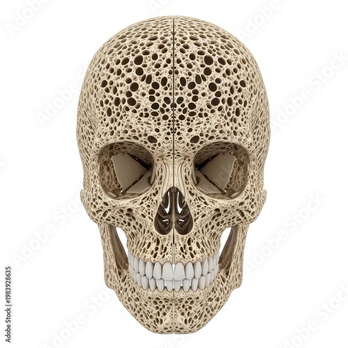 Intricate 3d-printed skull with geometric lattice structure design