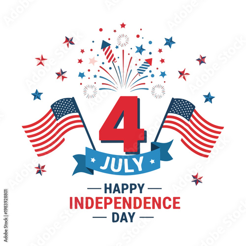 American Flags on Independence Day Celebration.