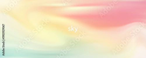 Abstract clear blue sky. Pastel rainbow. Light blue, pink and yellow color vector banner. Pastel gradient sky pattern.