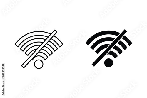 No Wi-Fi signal icon, wireless internet connection symbol, flat design vector illustration