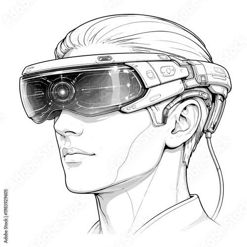 Futuristic Headset for Immersive Virtual Reality Experience Advanced Augmented Reality Device for Digital Interaction and Future Technology