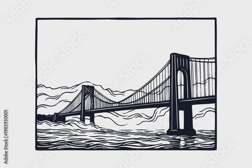 Frankensteins Monster in Coffin Halloween Woodcut Art