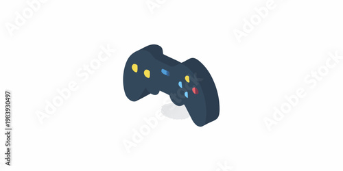Isometric illustration of a modern wireless gamepad controller design