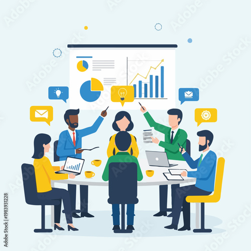 Business people discussing data analysis reports 1.