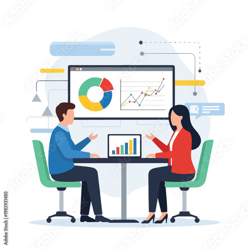 Business people discussing data charts 1.