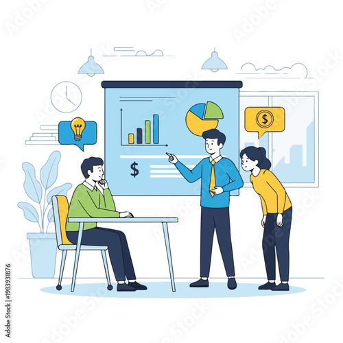 Business people discussing data charts 3.