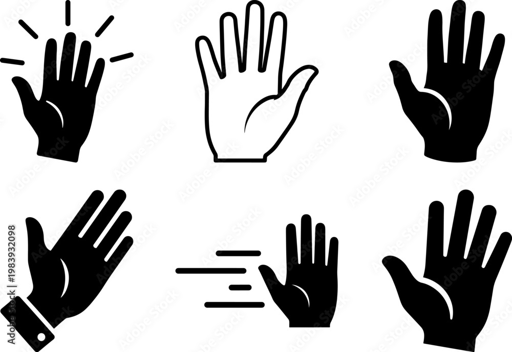 Fototapeta premium Set of hands gesturing refusing or saying no or waving goodbye