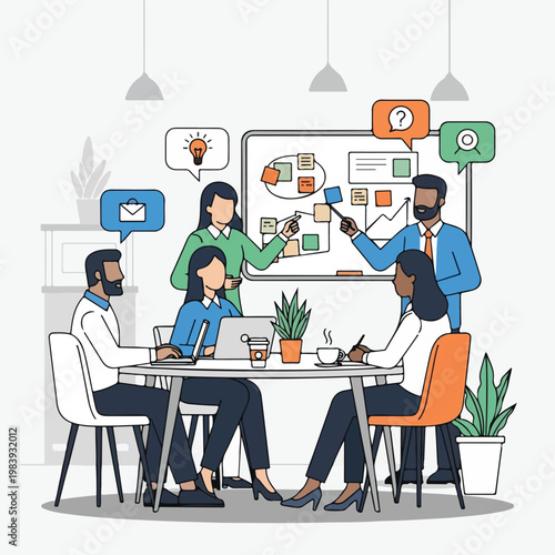 Business people discussing in meeting room 3.