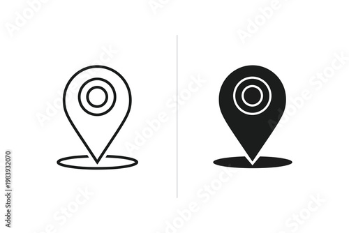 Bilde på lerret Geolocation map pin icon, outline and filled versions, location marker symbol ve