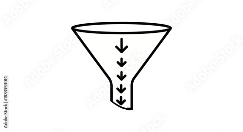 funnel arrows process filtering flow illustrating a business concept for data flow and lead generation strategy