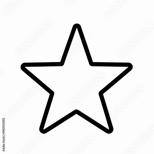 Minimalist flat vector illustration of a single five-pointed celestial star with bold black outlines and a clean white fill, representing success, excellence, and astronomical concepts on white.