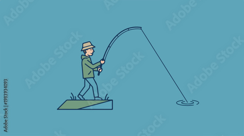 Man fishing with a rod.