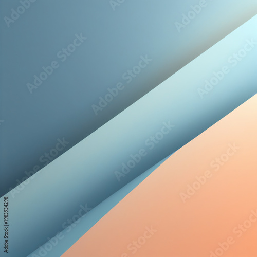 Modern abstract geometric background with overlapping layers in blue and peach tones.